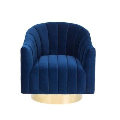 swivel blue and gold accent chair 2